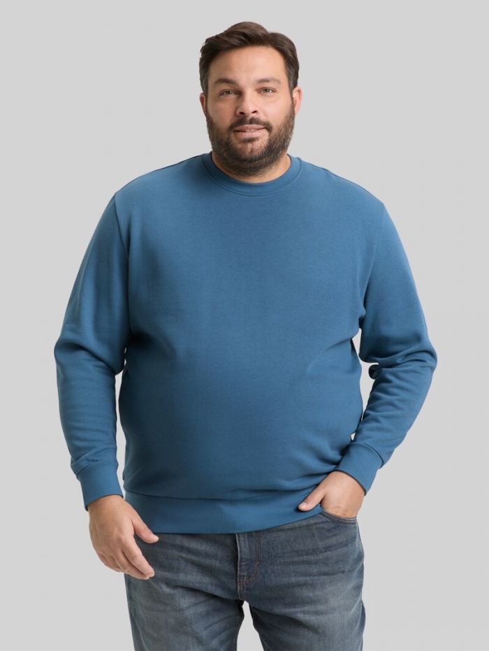Tom Tailor Plus Size - Basic Sweatshirt in Unifarben - Real Teal Blue Tom Tailor Plus Size - Basic Sweatshirt in Unifarben - Real Teal Blue