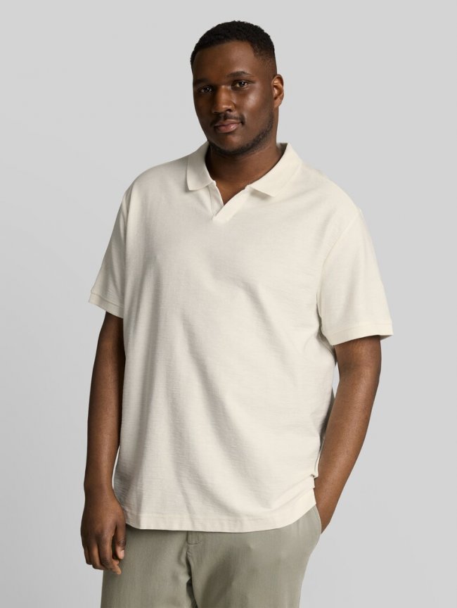 Tom Tailor Plus Size - Poloshirt mit Ottoman-Struktur - Gardenia White Tom Tailor Plus Size - Poloshirt mit Ottoman-Struktur - Gardenia White