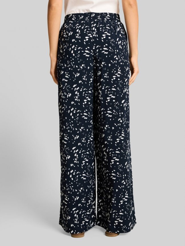 Tom Tailor Loose Fit Palazzo Hose mit Muster - Navy Dot Tom Tailor Loose Fit Palazzo Hose mit Muster - Navy Dot