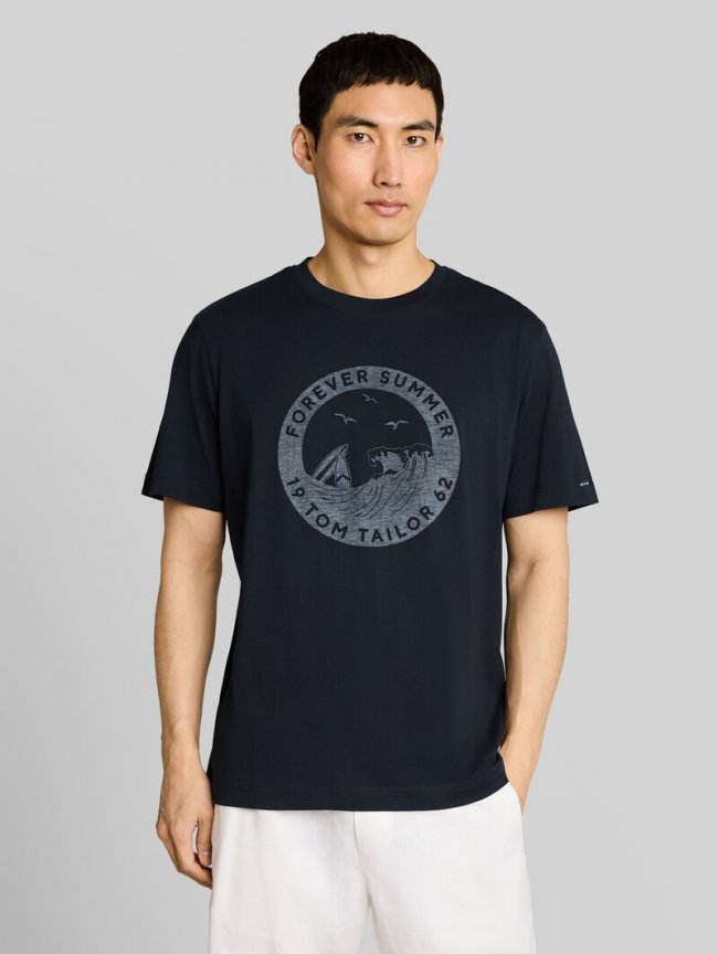 Tom Tailor T-Shirt mit Print - Sky Captain Blue Tom Tailor T-Shirt mit Print - Sky Captain Blue