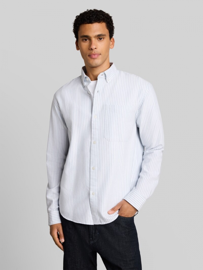 Tom Tailor Relaxed Fit Hemd aus Baumwolle - Light Blue Stripe Tom Tailor Relaxed Fit Hemd aus Baumwolle - Light Blue Stripe