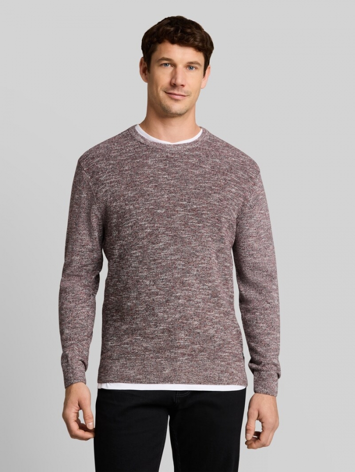Tom Tailor Strickpullover in Melange-Optik - Olive Red White Mouline
