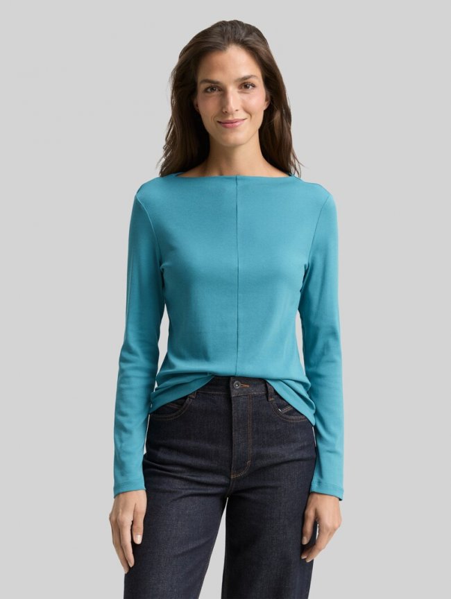 Tom Tailor Slim Fit Langarmshirt - Tropical Teal Tom Tailor Slim Fit Langarmshirt - Tropical Teal