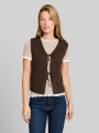 Tom Tailor Strickweste mit Schleifen - Cool Dark Brown Melange Tom Tailor Strickweste mit Schleifen - Cool Dark Brown Melange
