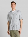 Tom Tailor Relaxed Fit Resort Hemd mit Leinenanteil - Green White Tropical Print