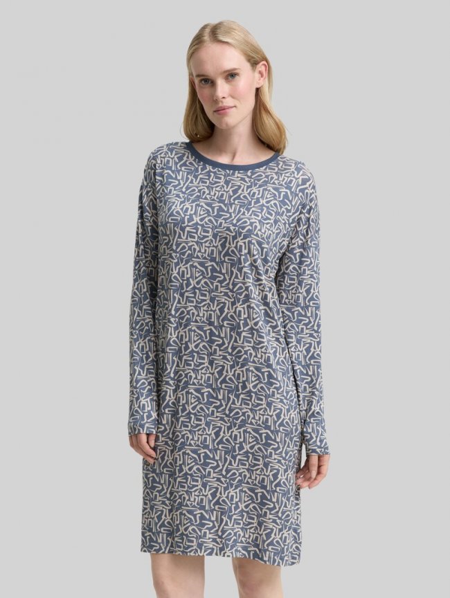 Tom Tailor Gemustertes Nachthemd - Blue-medium-allover Tom Tailor Gemustertes Nachthemd - Blue-medium-allover
