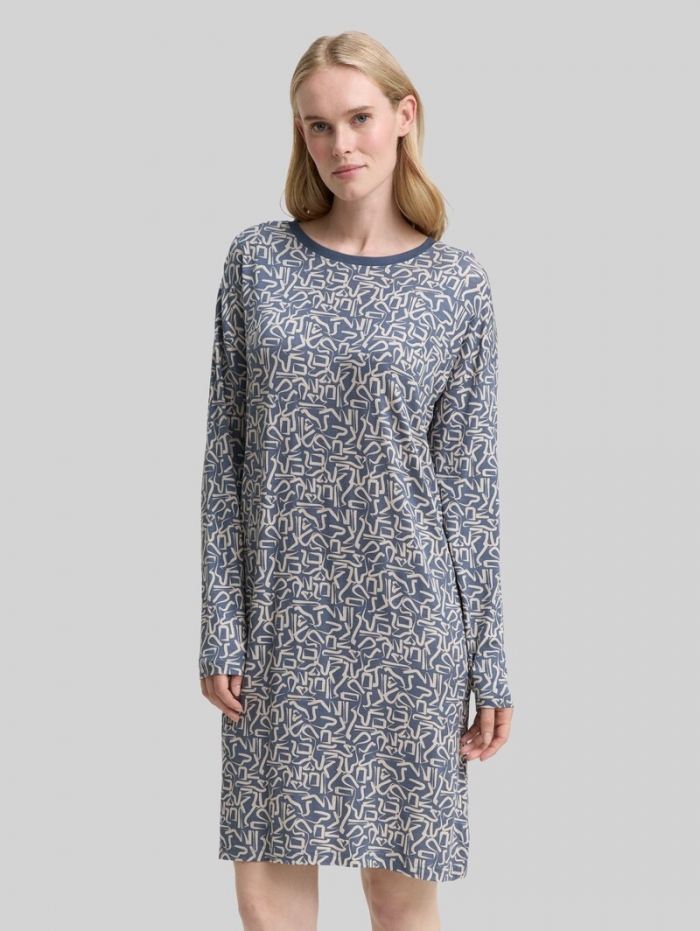 Tom Tailor Gemustertes Nachthemd - Blue-medium-allover Tom Tailor Gemustertes Nachthemd - Blue-medium-allover