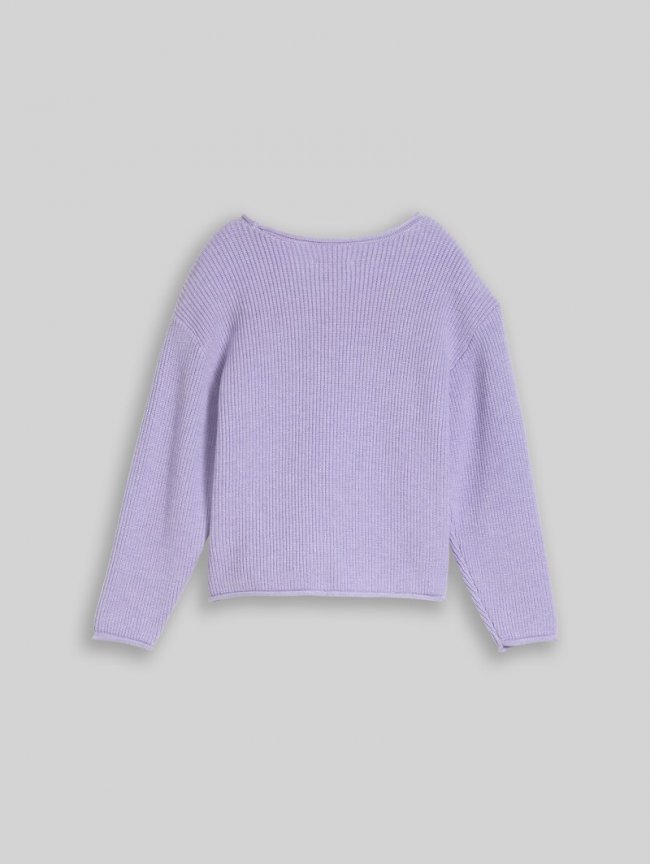 Tom Tailor Strickpullover mit gerollten Saumkanten - Sweet Purple Melange Tom Tailor Strickpullover mit gerollten Saumkanten - Sweet Purple Melange