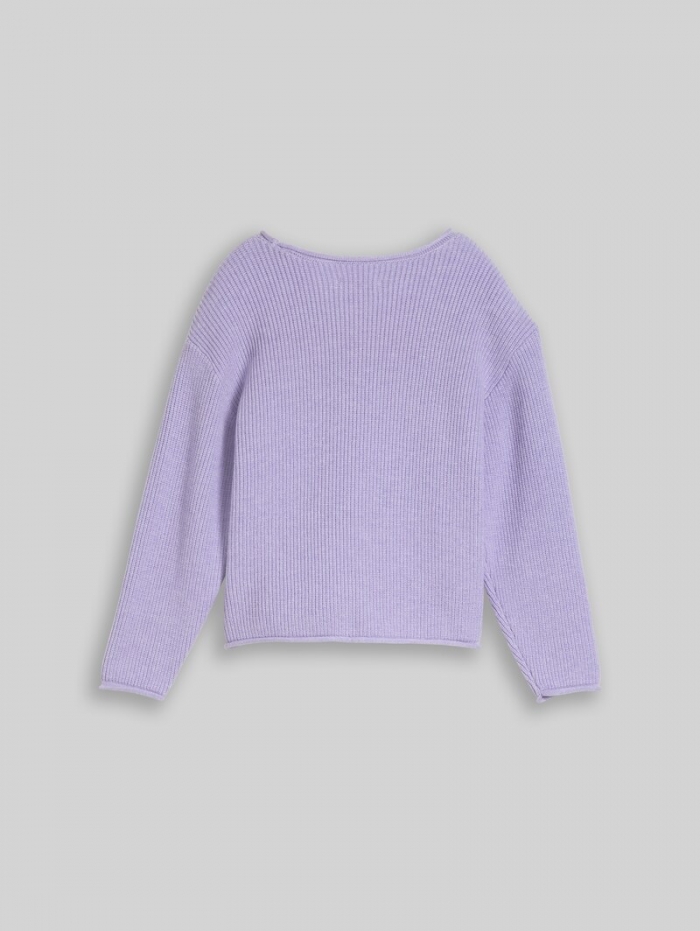 Tom Tailor Strickpullover mit gerollten Saumkanten - Sweet Purple Melange Tom Tailor Strickpullover mit gerollten Saumkanten - Sweet Purple Melange