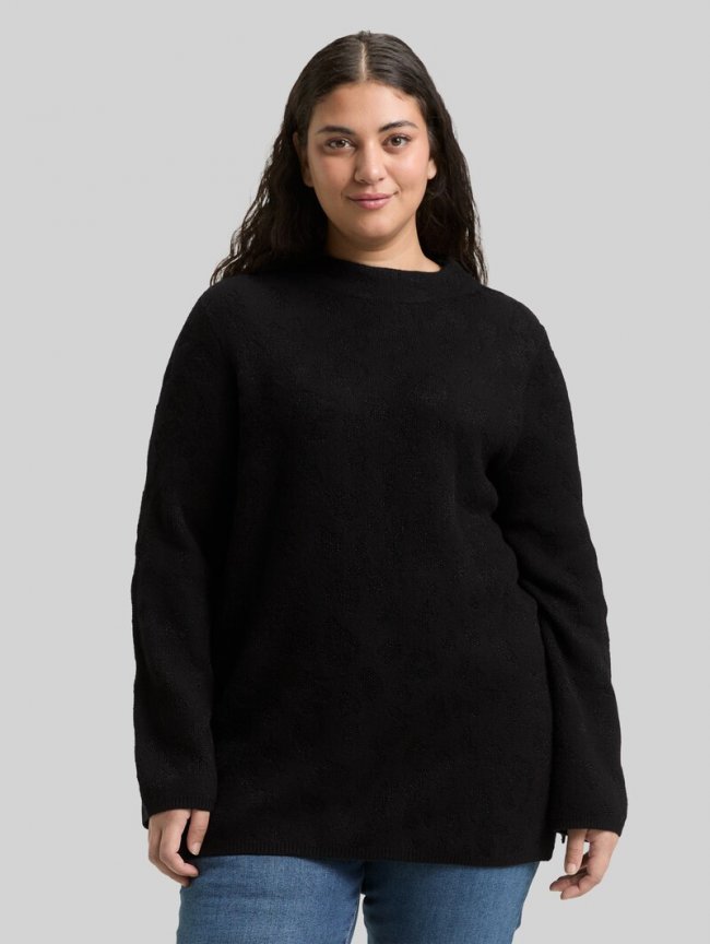 Tom Tailor Plus Size - Strickpullover mit Glitzer-Effekt - Black Lurex Knit Tom Tailor Plus Size - Strickpullover mit Glitzer-Effekt - Black Lurex Knit