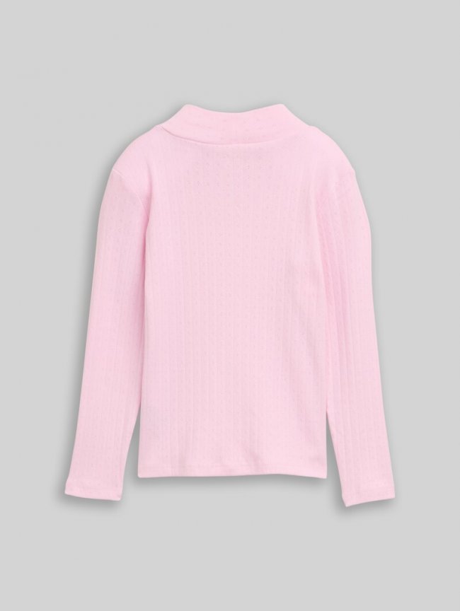 Tom Tailor Pointelle Langarmshirt mit Rollkragen - Peachskin Tom Tailor Pointelle Langarmshirt mit Rollkragen - Peachskin
