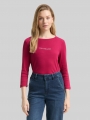 Tom Tailor Slim Fit Langarmshirt mit Glitzer-Logo - Dark Pink Tom Tailor Slim Fit Langarmshirt mit Glitzer-Logo - Dark Pink