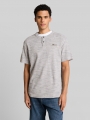 Tom Tailor Henley T-Shirt in Melange-Optik - White Grey Waffle Inject