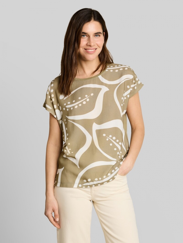 Tom Tailor T-Shirt im Material-Mix - Silver Olive Tom Tailor T-Shirt im Material-Mix - Silver Olive