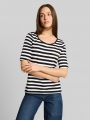 Tom Tailor T-Shirt mit Stickerei - Black White Stripe Tom Tailor T-Shirt mit Stickerei - Black White Stripe