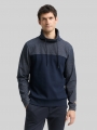 Tom Tailor Snood Sweatshirt mit Struktur-Mix - Navy Fine Yd Stripe