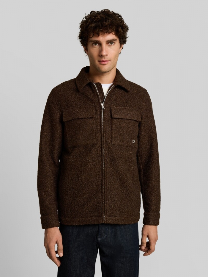 Tom Tailor Bouclé Overshirt mit Reißverschluss - Cool Dark Brown Melange Tom Tailor Bouclé Overshirt mit Reißverschluss - Cool Dark Brown Melange