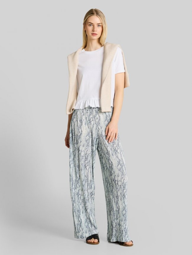 Tom Tailor Crinkle Wide Leg Hose mit Schlangenprint - Faded Snake Print Tom Tailor Crinkle Wide Leg Hose mit Schlangenprint - Faded Snake Print