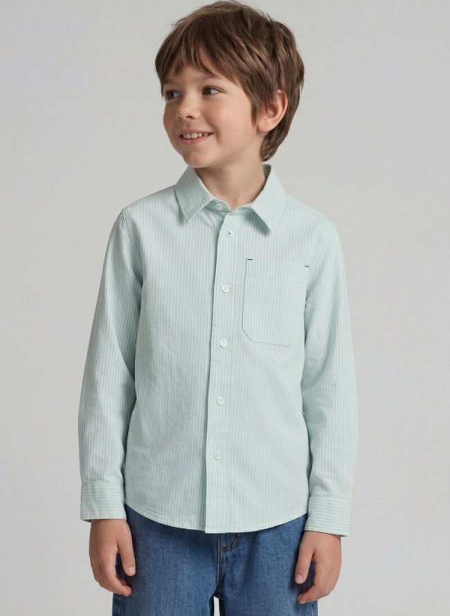 Tom Tailor Dobby Hemd mit Streifen - Light Cloud Blue White Stripe Tom Tailor Dobby Hemd mit Streifen - Light Cloud Blue White Stripe