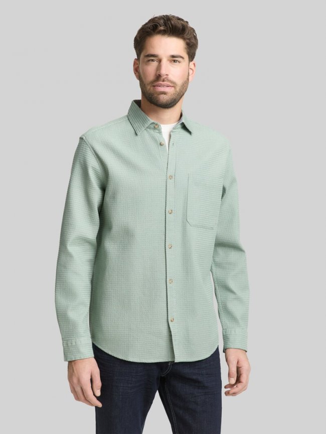 Tom Tailor Regular Fit Hemd mit Waffelstruktur - Soft Greyish Green Tom Tailor Regular Fit Hemd mit Waffelstruktur - Soft Greyish Green