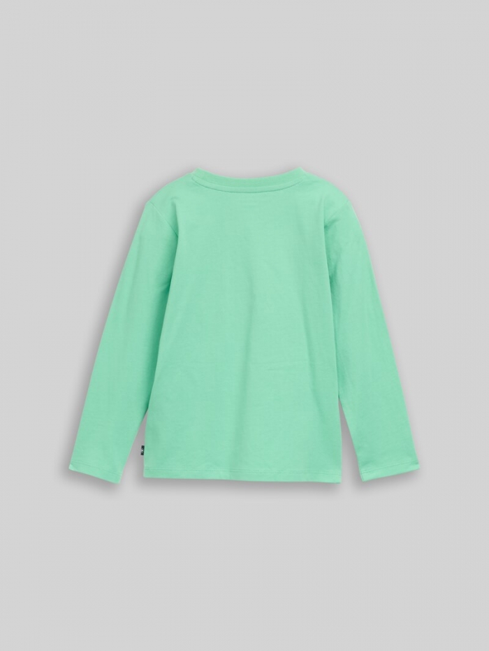 Tom Tailor Langarmshirt mit Biber-Print - Leafy Green Tom Tailor Langarmshirt mit Biber-Print - Leafy Green