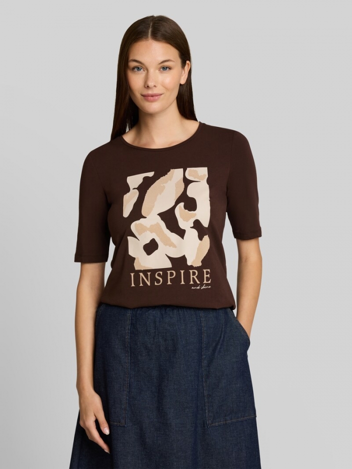 Tom Tailor Slim Fit T-Shirt mit Print - Java Dark Brown Tom Tailor Slim Fit T-Shirt mit Print - Java Dark Brown