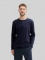 Tom Tailor Henley Langarmshirt aus Baumwolle - Knitted Navy