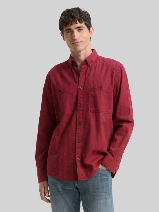 Tom Tailor Regular Fit Hemd in Melange-Optik - Red Nep Structure Tom Tailor Regular Fit Hemd in Melange-Optik - Red Nep Structure