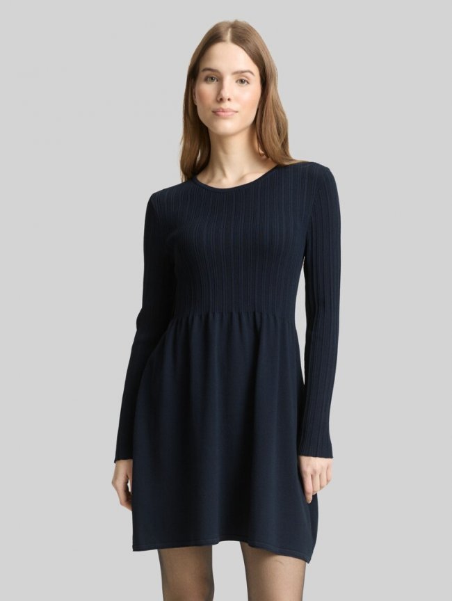 Tom Tailor Mini-Kleid mit Rippstruktur - Sky Captain Blue Tom Tailor Mini-Kleid mit Rippstruktur - Sky Captain Blue