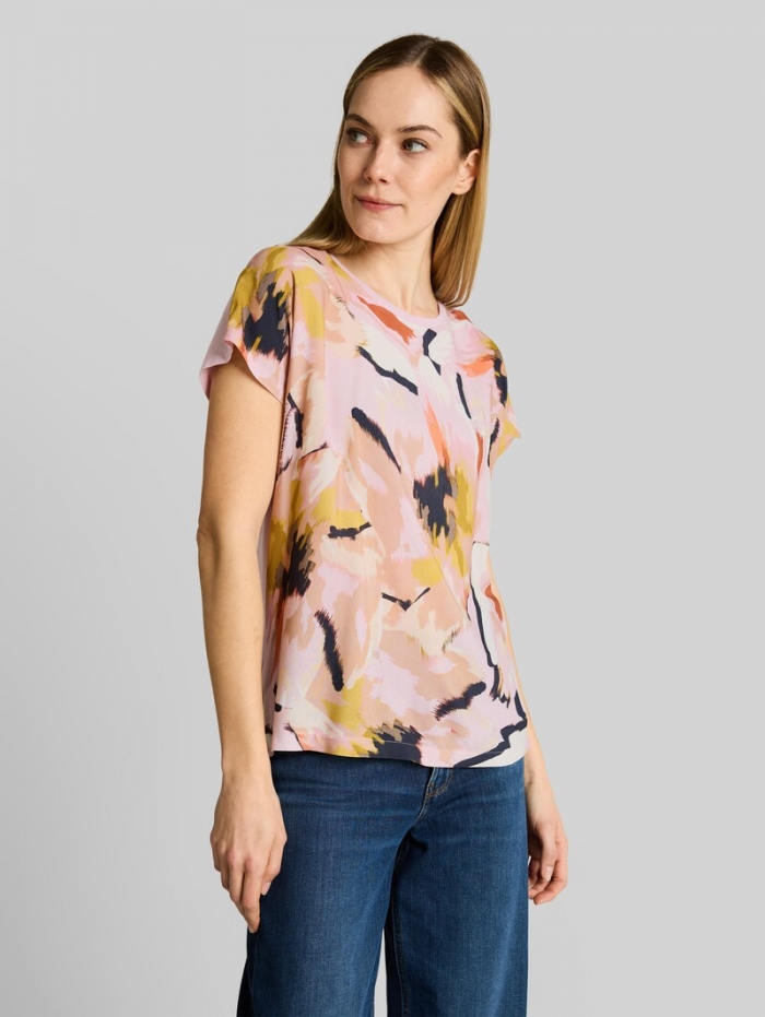 Tom Tailor T-Shirt im Material-Mix - Big Abstract Flower Print Tom Tailor T-Shirt im Material-Mix - Big Abstract Flower Print