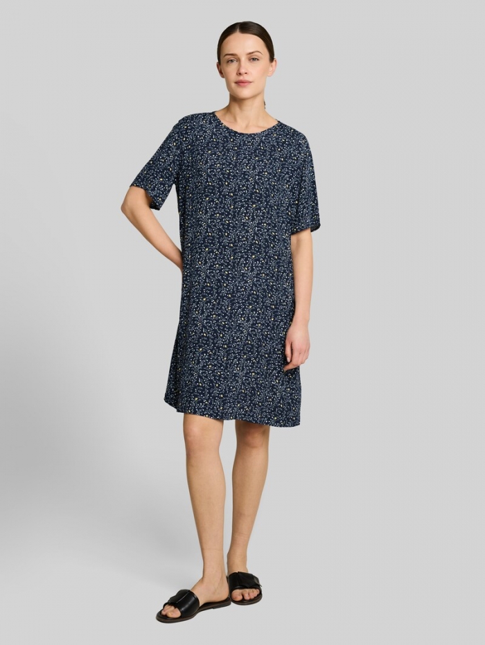 Tom Tailor Loose Fit Kleid mit Cut-Out-Detail - Navy Small Leaves Design Tom Tailor Loose Fit Kleid mit Cut-Out-Detail - Navy Small Leaves Design