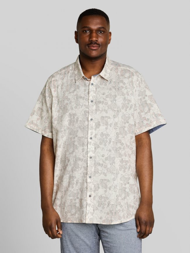 Tom Tailor Plus Size - Kurzarmhemd mit Muster - Off White Irregular Design Tom Tailor Plus Size - Kurzarmhemd mit Muster - Off White Irregular Design