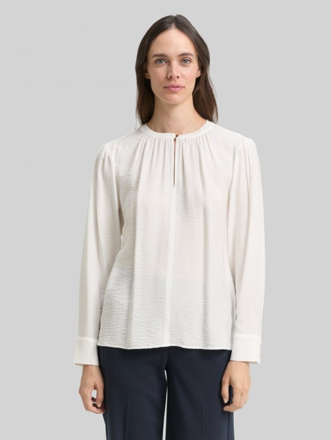 Tom Tailor Crinkle Bluse mit Raffungen - Whisper White Tom Tailor Crinkle Bluse mit Raffungen - Whisper White