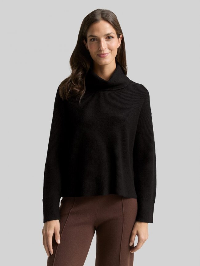 Tom Tailor Oversize Rollkragenpullover - Deep Black Tom Tailor Oversize Rollkragenpullover - Deep Black