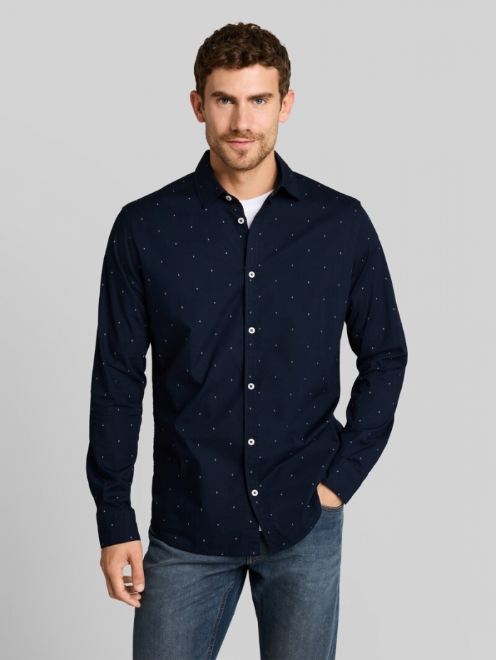 Tom Tailor Fitted Hemd mit Stretch - Dark Blue White Dot Design Tom Tailor Fitted Hemd mit Stretch - Dark Blue White Dot Design