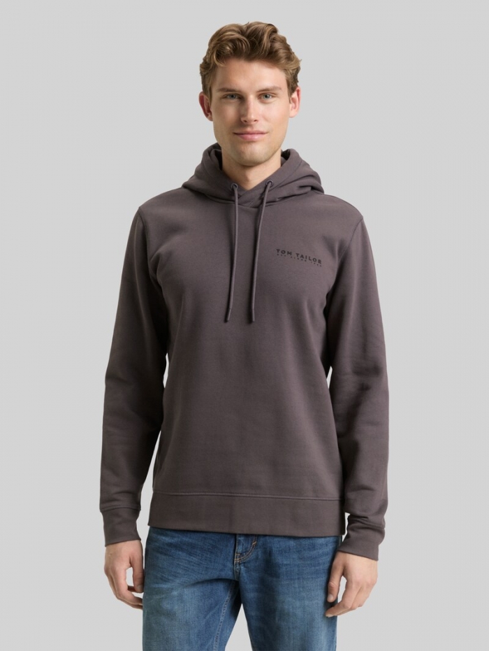 Tom Tailor Hoodie Sweatshirt mit Logo-Print - Tarmac Grey Tom Tailor Hoodie Sweatshirt mit Logo-Print - Tarmac Grey