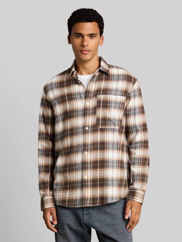 Tom Tailor Relaxed Fit Hemd mit Karomuster - Off White Brown Check Tom Tailor Relaxed Fit Hemd mit Karomuster - Off White Brown Check