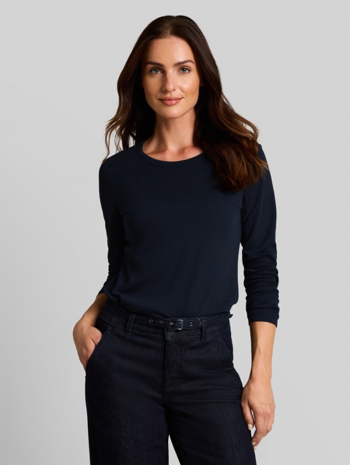 Tom Tailor Basic Langarmshirt aus Baumwolle - Sky Captain Blue Tom Tailor Basic Langarmshirt aus Baumwolle - Sky Captain Blue
