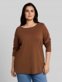 Tom Tailor Plus Size - Slim Fit Langarmshirt mit U-Boot-Ausschnitt - Camel Tom Tailor Plus Size - Slim Fit Langarmshirt mit U-Boot-Ausschnitt - Camel