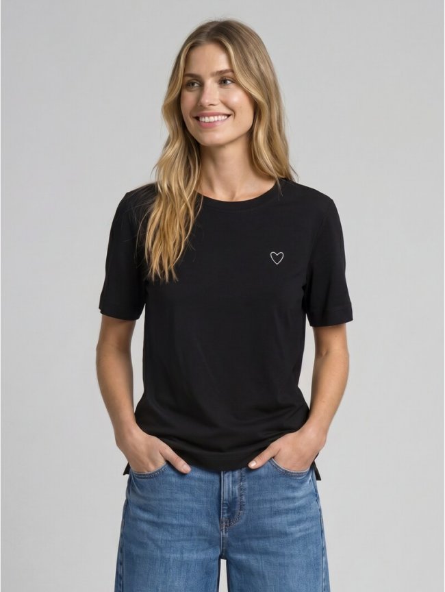Tom Tailor T-Shirt aus Baumwolle - Deep Black Tom Tailor T-Shirt aus Baumwolle - Deep Black