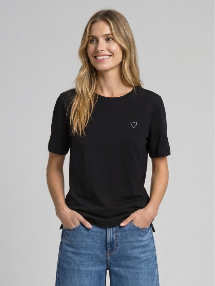 Tom Tailor T-Shirt aus Baumwolle - Deep Black Tom Tailor T-Shirt aus Baumwolle - Deep Black