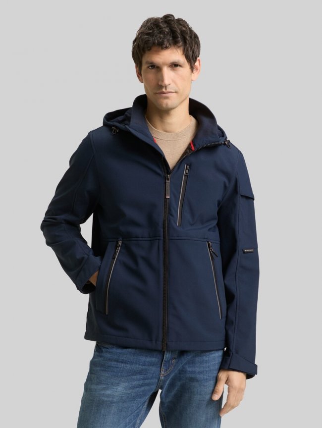 Tom Tailor Softshell Jacke mit Kapuze - Sky Captain Blue Tom Tailor Softshell Jacke mit Kapuze - Sky Captain Blue