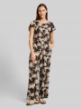 Tom Tailor Crinkle Jumpsuit mit Rüschenärmeln - Brown Palmtree Print Tom Tailor Crinkle Jumpsuit mit Rüschenärmeln - Brown Palmtree Print