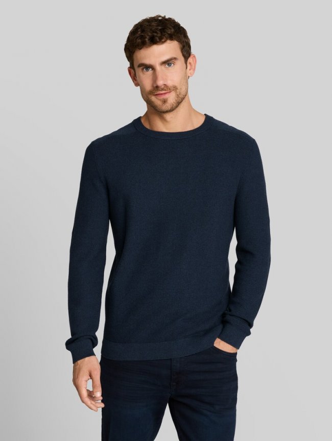 Tom Tailor Strickpullover aus Baumwolle - Mouline Blue Navy Tom Tailor Strickpullover aus Baumwolle - Mouline Blue Navy