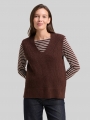 Tom Tailor Pullunder mit V-Ausschnitt - Dark Pecan Brown Melange Tom Tailor Pullunder mit V-Ausschnitt - Dark Pecan Brown Melange