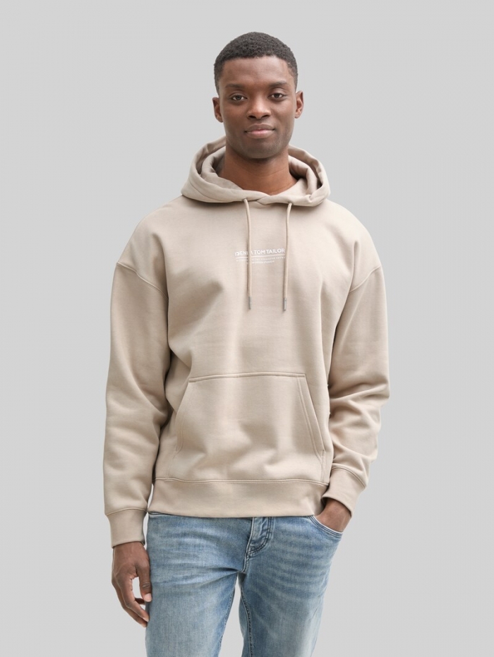 Tom Tailor Relaxed Hoodie Sweatshirt mit Logo-Print - Light Dove Grey Tom Tailor Relaxed Hoodie Sweatshirt mit Logo-Print - Light Dove Grey