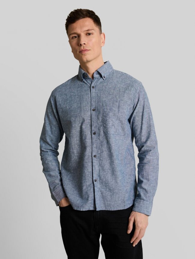 Tom Tailor Relaxed Fit Hemd mit Leinenanteil - Nighttime Blue Chambray Tom Tailor Relaxed Fit Hemd mit Leinenanteil - Nighttime Blue Chambray