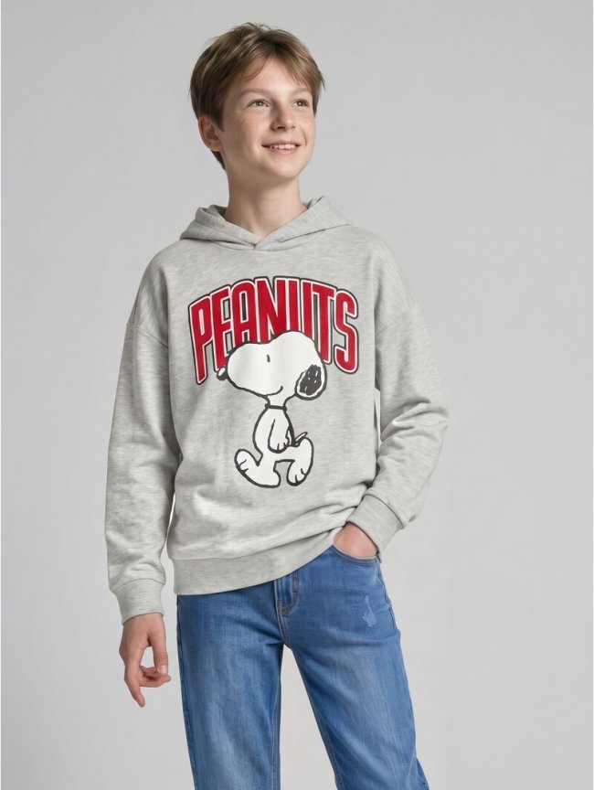 Tom Tailor Oversize Hoodie Sweatshirt mit Snoopy-Print - Light Stone Grey Melange Tom Tailor Oversize Hoodie Sweatshirt mit Snoopy-Print - Light Stone Grey Melange
