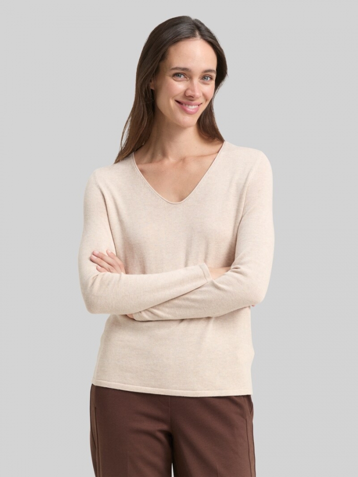 Tom Tailor Pullover mit V-Ausschnitt - Desert Sand Melange Tom Tailor Pullover mit V-Ausschnitt - Desert Sand Melange