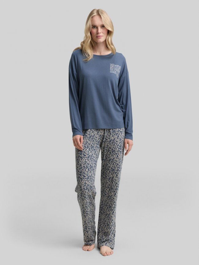 Tom Tailor Pyjama-Set mit Allover-Print - Blue-medium-allover Tom Tailor Pyjama-Set mit Allover-Print - Blue-medium-allover